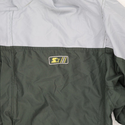 Starter Vintage Olive Grey Windbreaker Jacket Size Large 100% Polyester