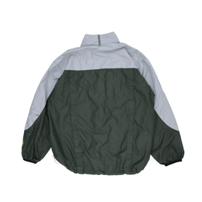 Starter Vintage Olive Grey Windbreaker Jacket Size Large 100% Polyester