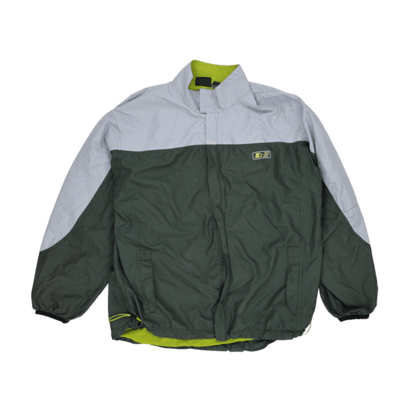 Starter Vintage Olive Grey Windbreaker Jacket Size Large 100% Polyester