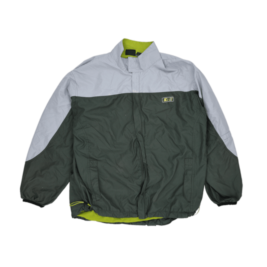 Starter Vintage Olive Grey Windbreaker Jacket Size Large 100% Polyester