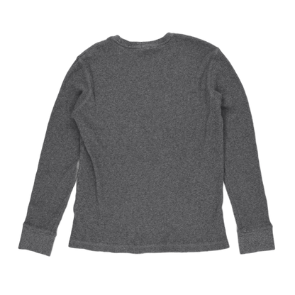 Ralph Lauren Grey Waffle Knit Long Sleeve Top Large Cotton Crew Neck