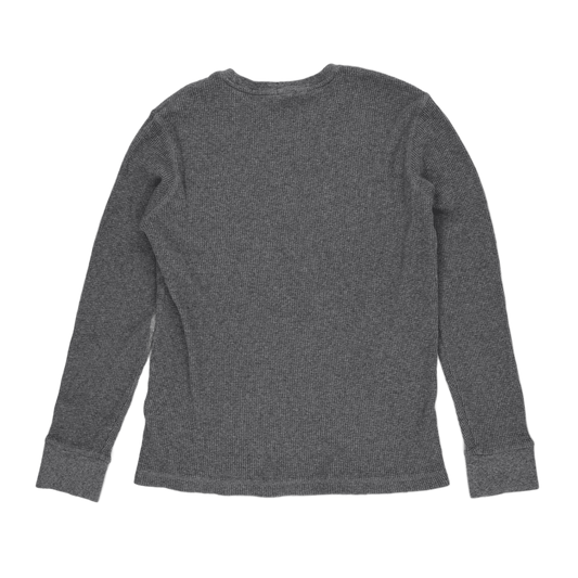 Ralph Lauren Grey Waffle Knit Long Sleeve Top Large Cotton Crew Neck