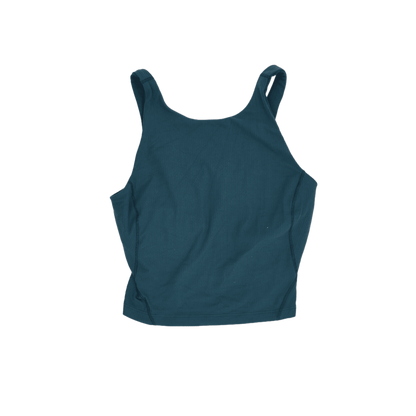 Lululemon Teal Blue Athletic Crop Tank Top Small Polyester Elastane Blend Sleeveless Scoop Neck