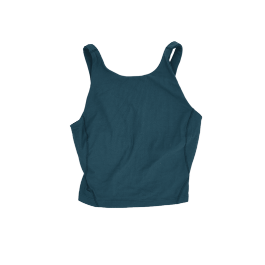 Lululemon Teal Blue Athletic Crop Tank Top Small Polyester Elastane Blend Sleeveless Scoop Neck