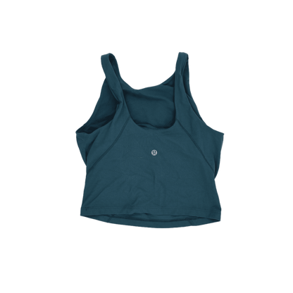 Lululemon Teal Blue Athletic Crop Tank Top Small Polyester Elastane Blend Sleeveless Scoop Neck