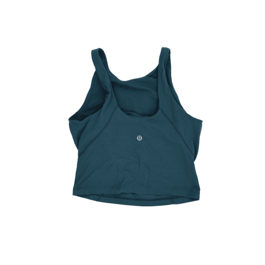 Lululemon Teal Blue Athletic Crop Tank Top Small Polyester Elastane Blend Sleeveless Scoop Neck