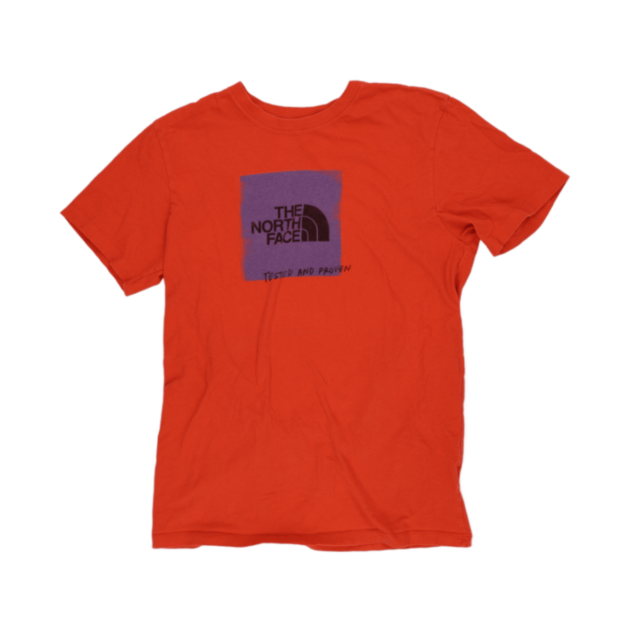 The North Face Orange Logo Graphic T-Shirt Men Medium Cotton Crew Neck