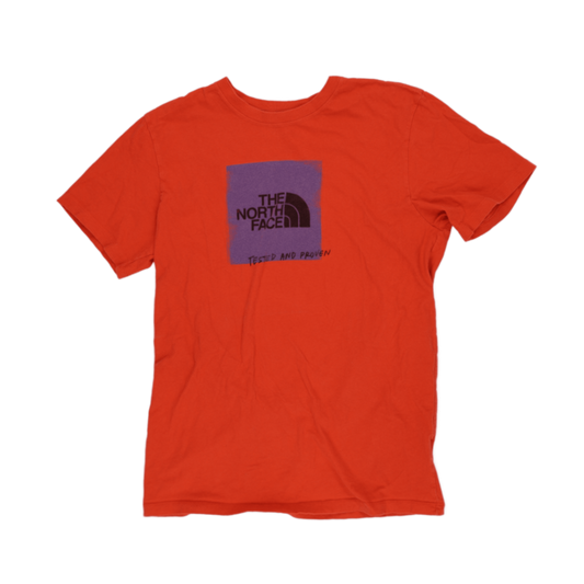The North Face Orange Logo Graphic T-Shirt Men Medium Cotton Crew Neck