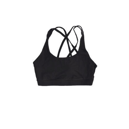 Lululemon Black Sports Bra Medium UK 12 Nylon Blend Scoop Neck Cross Back
