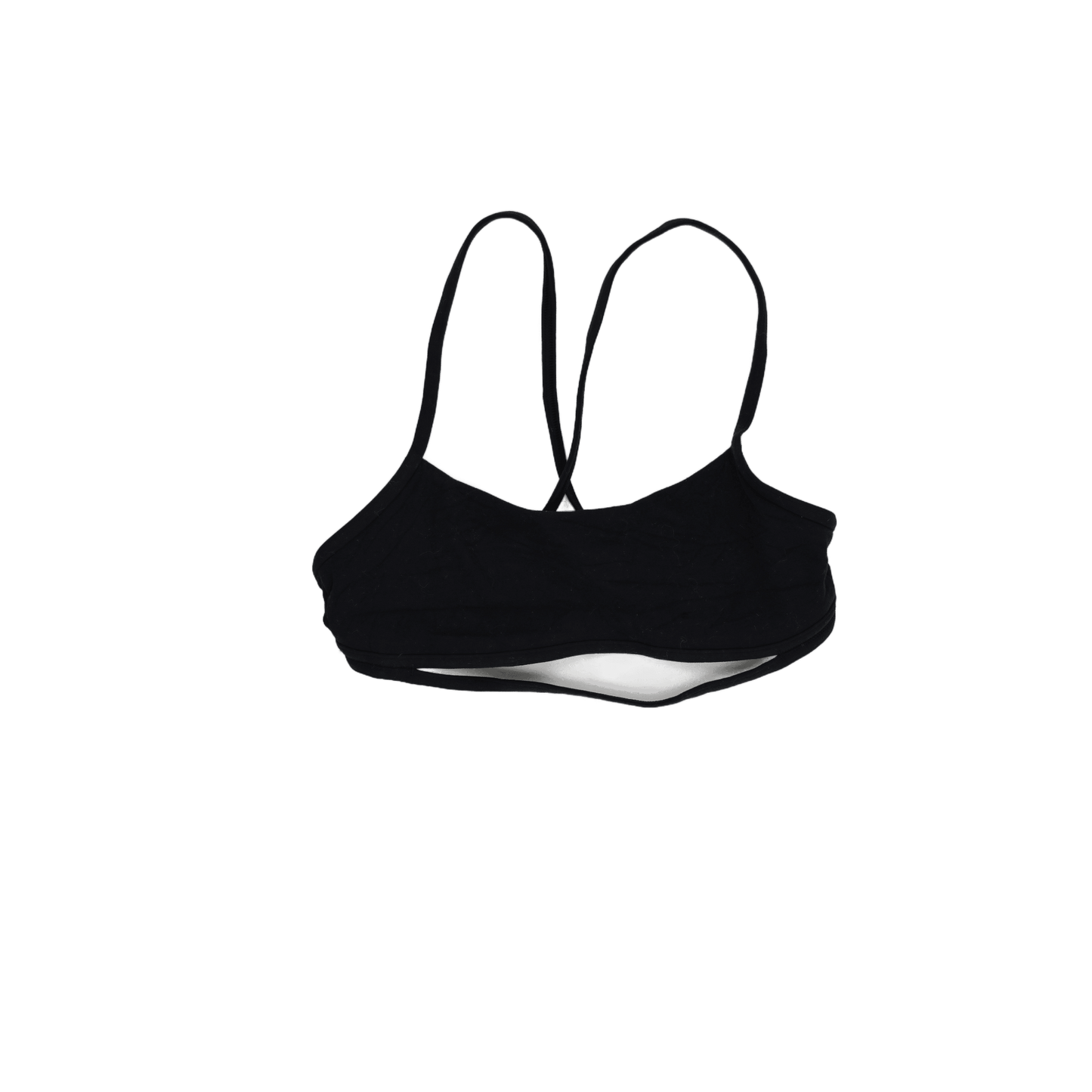 Classic Black Strappy Sports Bra Small Stretch Blend Sleeveless Scoop Neck