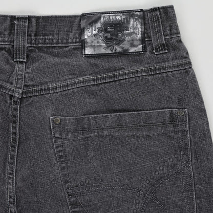 Southpole Vintage Black Denim Shorts 14 Inch Inseam Size 38 Cotton Blend