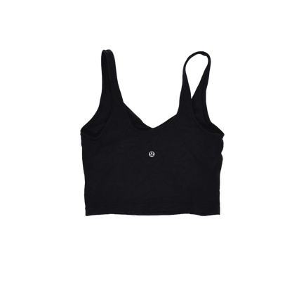 Lululemon Black Cropped Tank Top Women's Size S Cotton Blend Sleeveless V-Neck Activewear