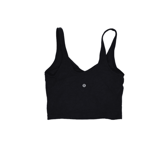 Lululemon Black Cropped Tank Top Women's Size S Cotton Blend Sleeveless V-Neck Activewear