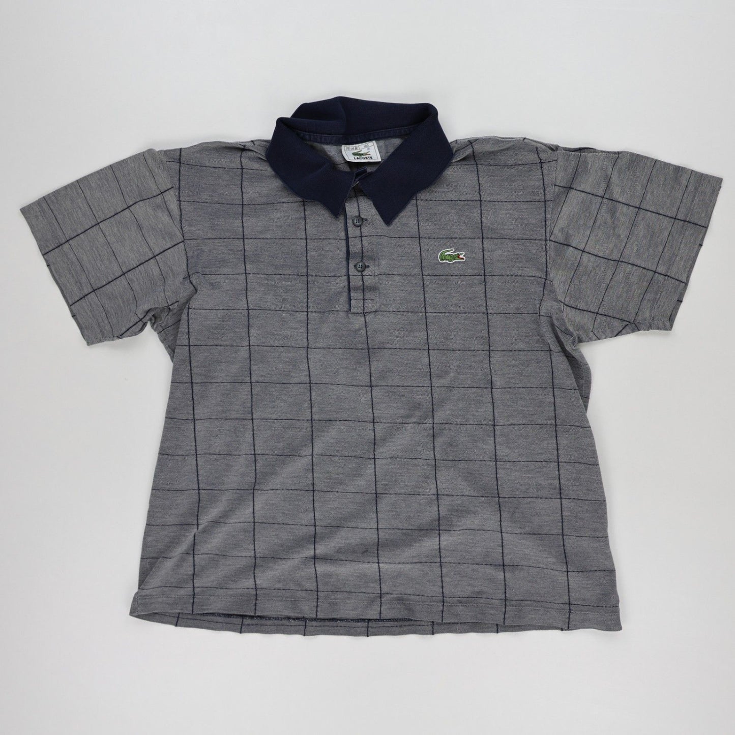 Lacoste Grey Checked Polo Shirt for Men Size L Cotton