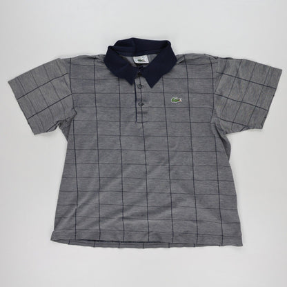 Lacoste Grey Checked Polo Shirt for Men Size L Cotton