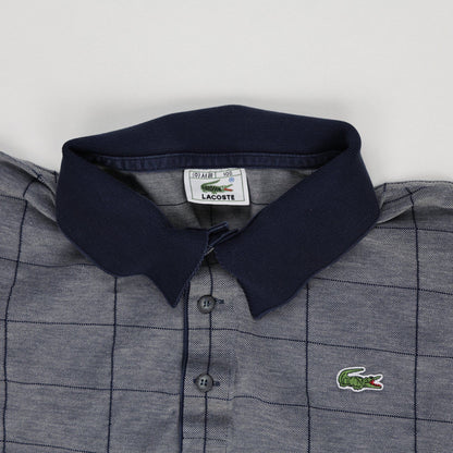 Lacoste Grey Checked Polo Shirt for Men Size L Cotton