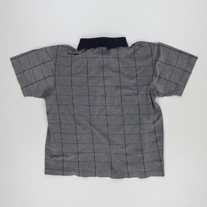 Lacoste Grey Checked Polo Shirt for Men Size L Cotton