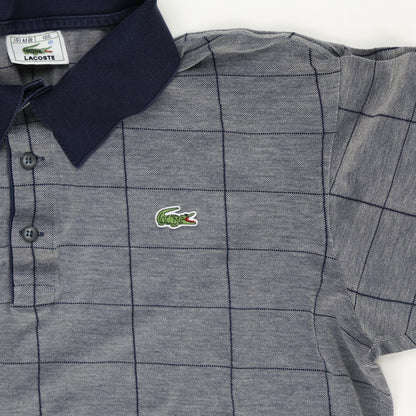Lacoste Grey Checked Polo Shirt for Men Size L Cotton
