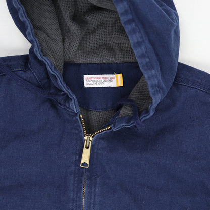 Stussy Navy Hooded Zip Jacket Unisex Medium Youth Cotton Blend