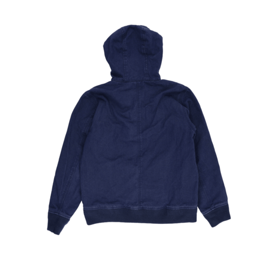 Stussy Navy Hooded Zip Jacket Unisex Medium Youth Cotton Blend
