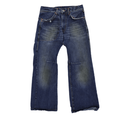 Michiko Koshino Vintage Wide Leg Denim Trousers Blue 32W Cotton Denim