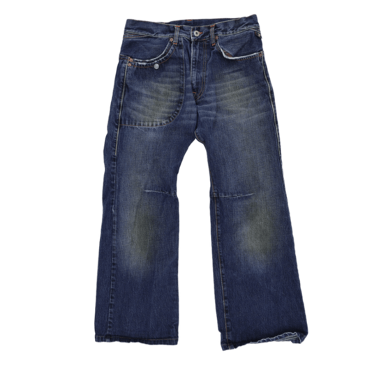 Michiko Koshino Vintage Wide Leg Denim Trousers Blue 32W Cotton Denim