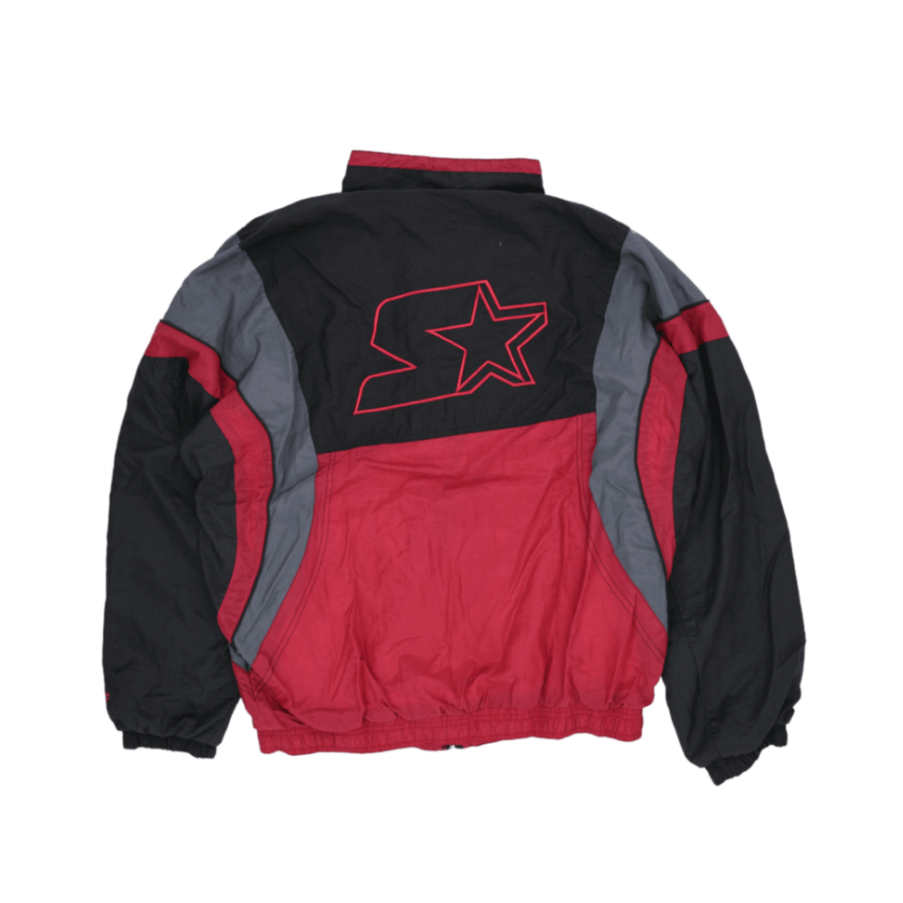 Starter Vintage Colourblock Windbreaker Jacket Black Red Grey Large Nylon