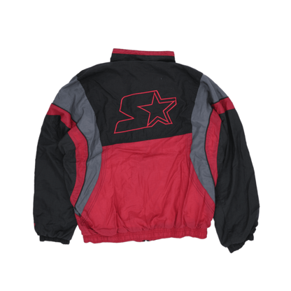 Starter Vintage Colourblock Windbreaker Jacket Black Red Grey Large Nylon