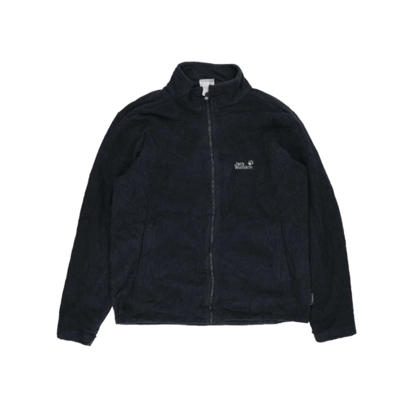 Jack Wolfskin Full Zip Fleece Jacket Black Large 100% Polyester High Neck