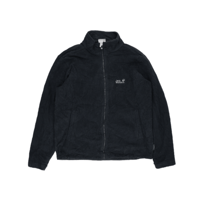 Jack Wolfskin Full Zip Fleece Jacket Black Large 100% Polyester High Neck