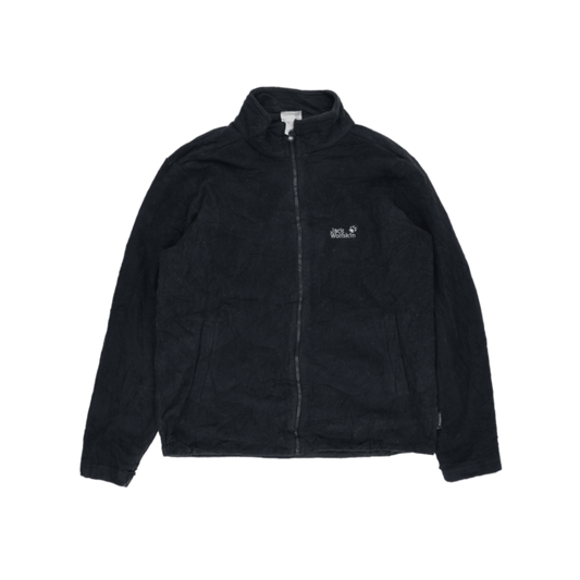 Jack Wolfskin Full Zip Fleece Jacket Black Large 100% Polyester High Neck