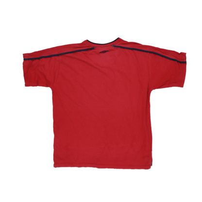 Umbro Vintage Red Cotton V-Neck Men's T-Shirt Large Sportswear