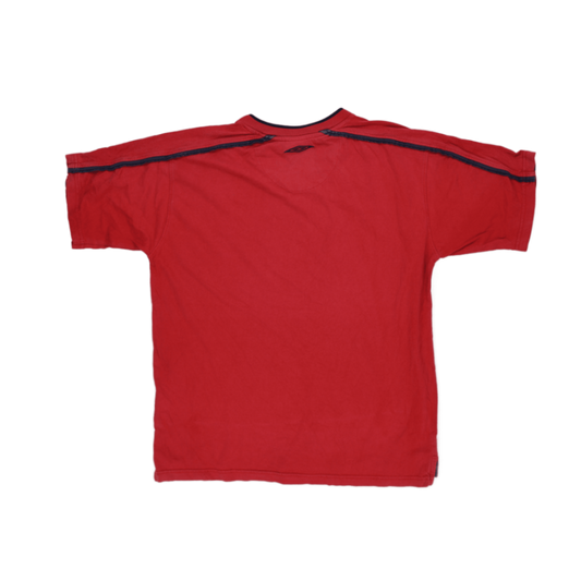 Umbro Vintage Red Cotton V-Neck Men's T-Shirt Large Sportswear