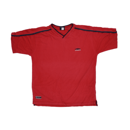 Umbro Vintage Red Cotton V-Neck Men's T-Shirt Large Sportswear