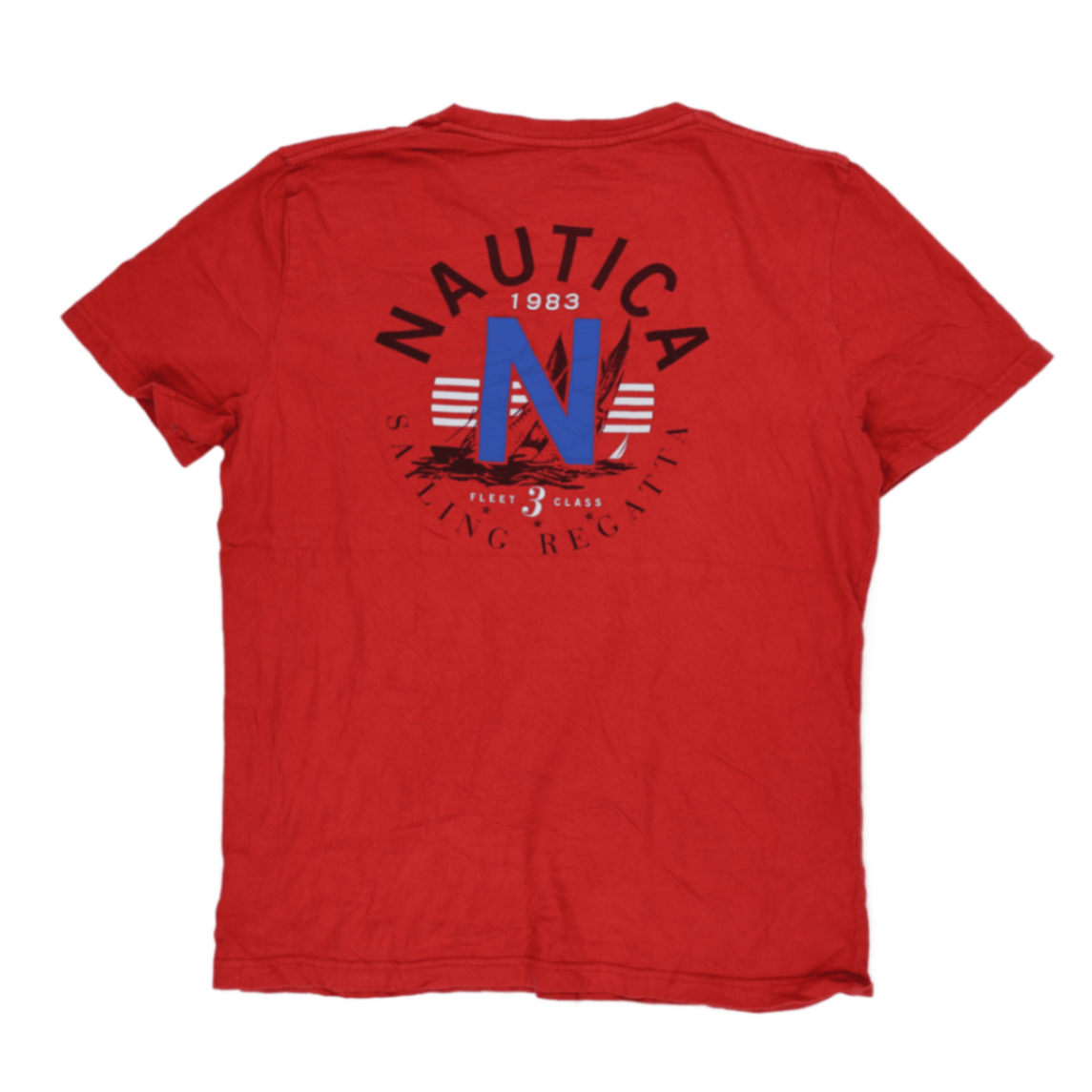 Nautica 1983 Sailing Regatta Graphic T-Shirt Red Medium Cotton Crew Neck