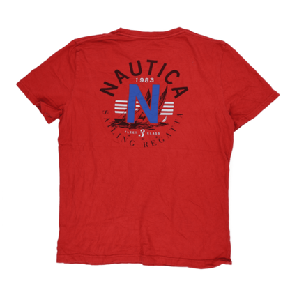 Nautica 1983 Sailing Regatta Graphic T-Shirt Red Medium Cotton Crew Neck
