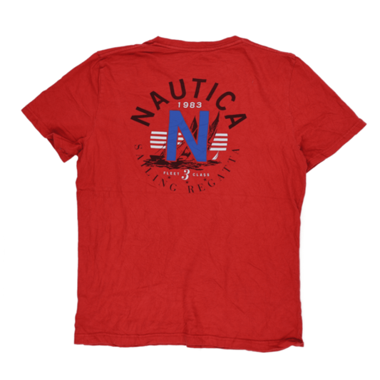 Nautica 1983 Sailing Regatta Graphic T-Shirt Red Medium Cotton Crew Neck