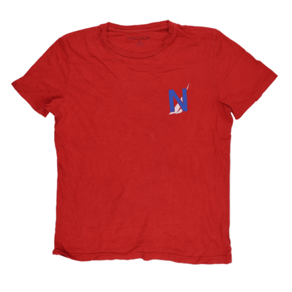 Nautica 1983 Sailing Regatta Graphic T-Shirt Red Medium Cotton Crew Neck