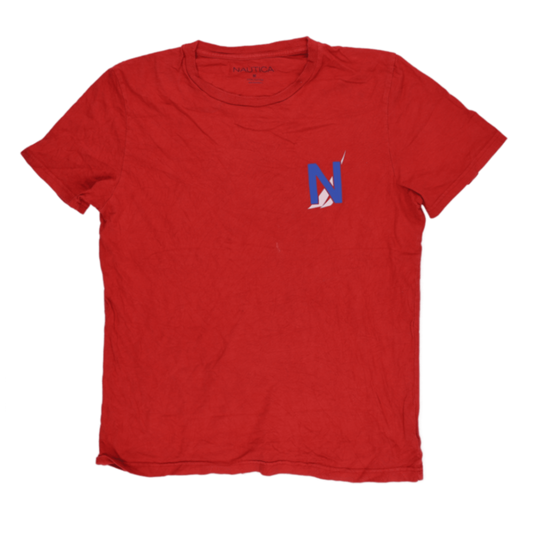Nautica 1983 Sailing Regatta Graphic T-Shirt Red Medium Cotton Crew Neck
