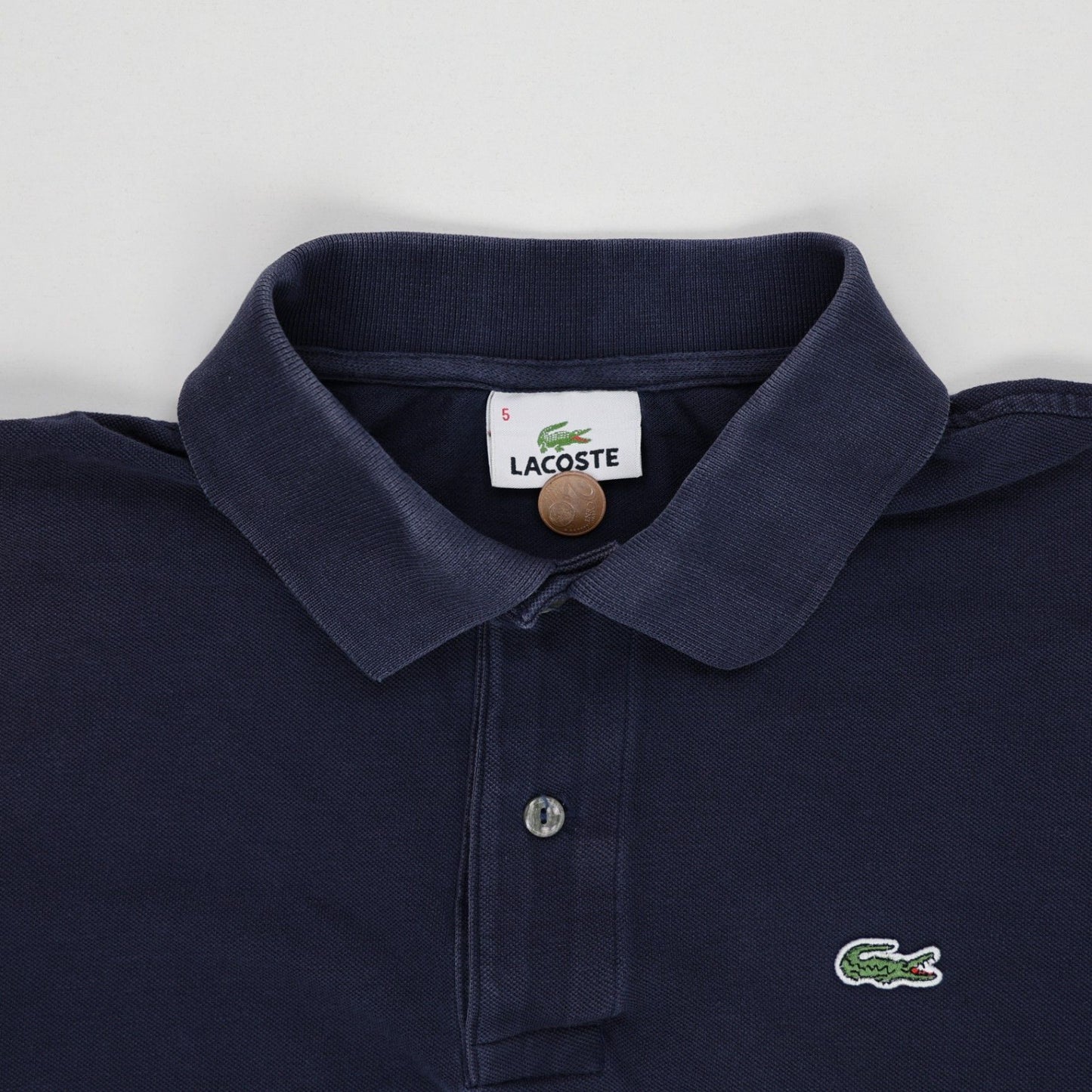 Lacoste Men's Navy Short Sleeve Polo Shirt Size 5 Large Cotton