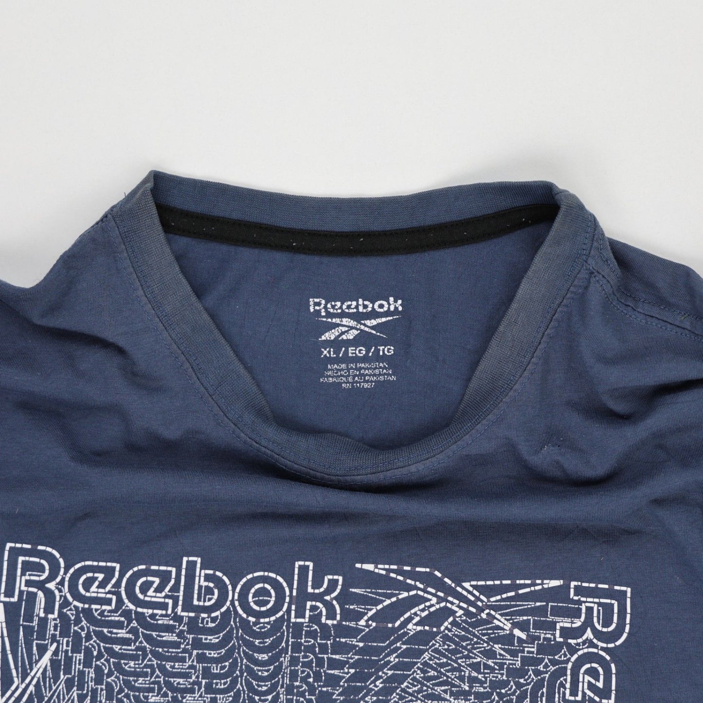 Reebok Graphic T-Shirt Navy Blue XL Vintage Cotton Crew Neck