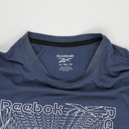 Reebok Graphic T-Shirt Navy Blue XL Vintage Cotton Crew Neck