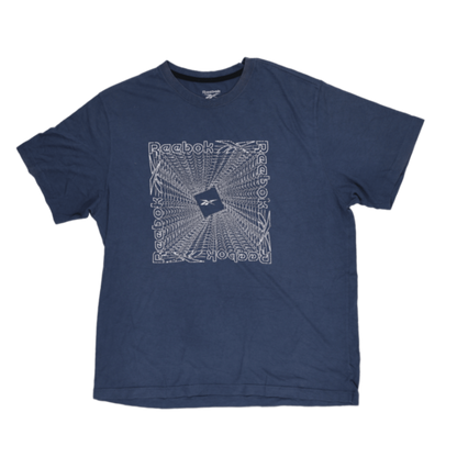 Reebok Graphic T-Shirt Navy Blue XL Vintage Cotton Crew Neck