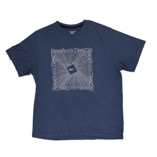 Reebok Graphic T-Shirt Navy Blue XL Vintage Cotton Crew Neck