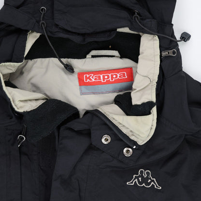 Kappa Vintage Black Hooded Jacket Large Nylon Mens Outerwear