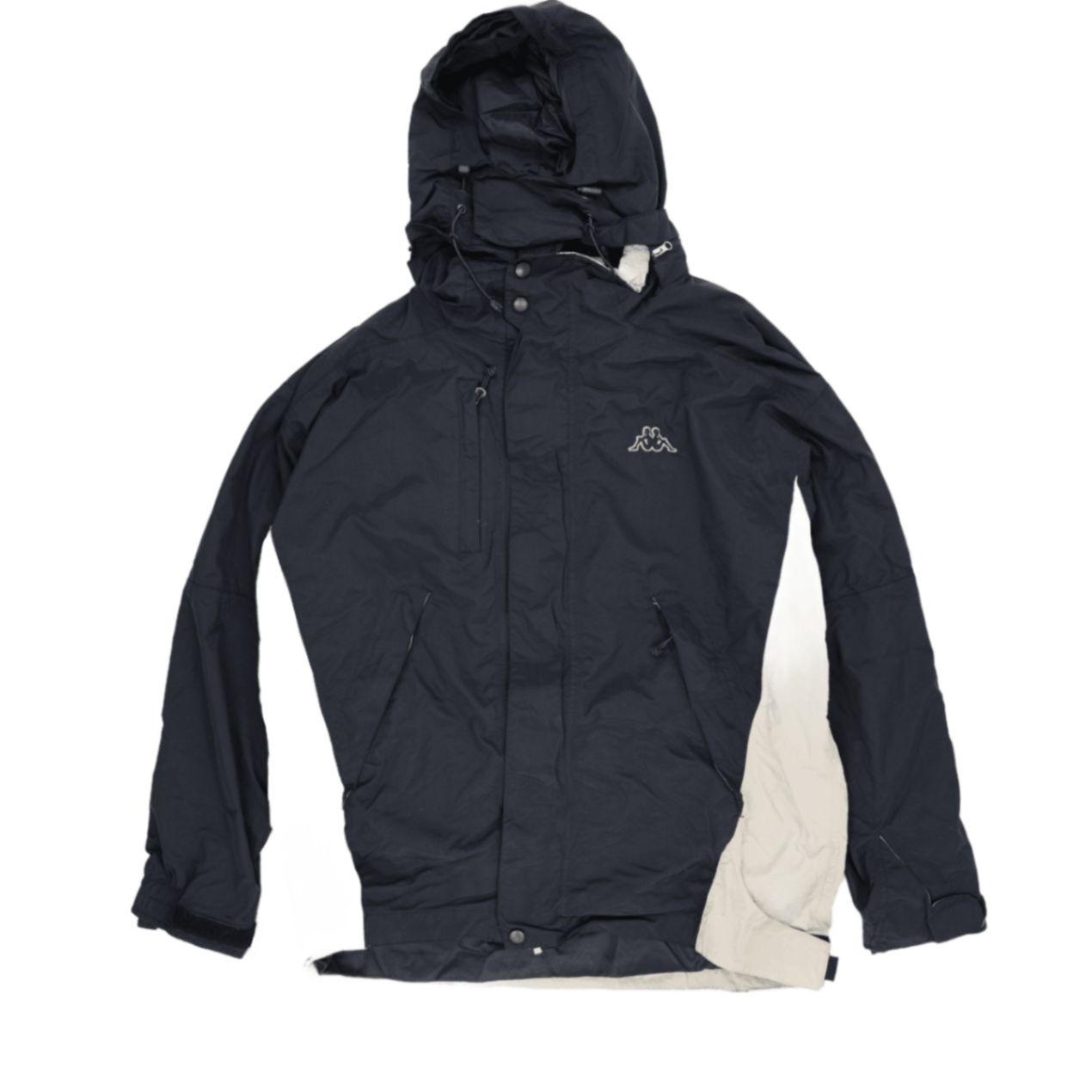 Kappa Vintage Black Hooded Jacket Large Nylon Mens Outerwear