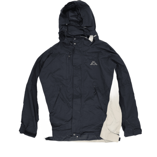 Kappa Vintage Black Hooded Jacket Large Nylon Mens Outerwear