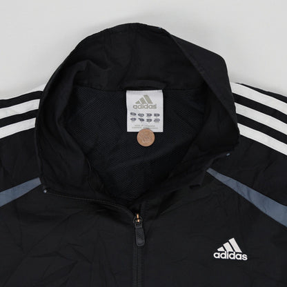 adidas Black Track Jacket Men's Size L Polyester Vintage Stand Collar
