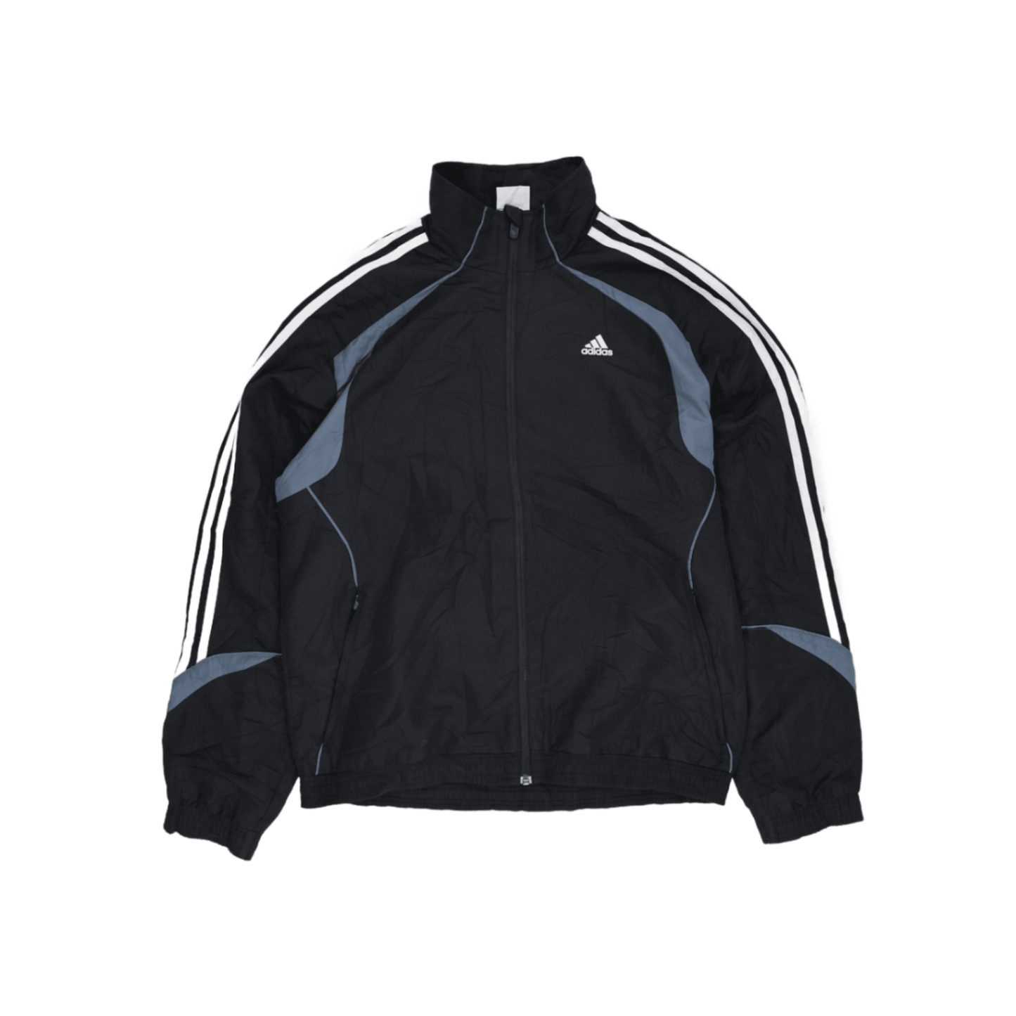 adidas Black Track Jacket Men's Size L Polyester Vintage Stand Collar