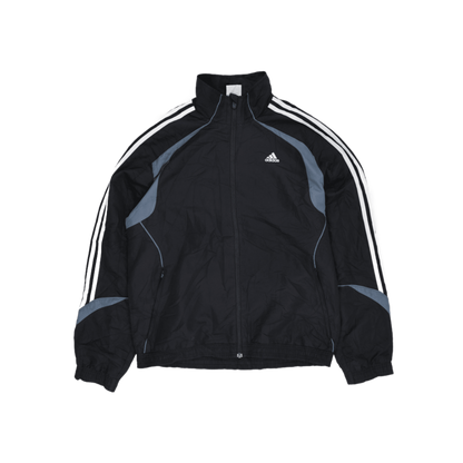 adidas Black Track Jacket Men's Size L Polyester Vintage Stand Collar